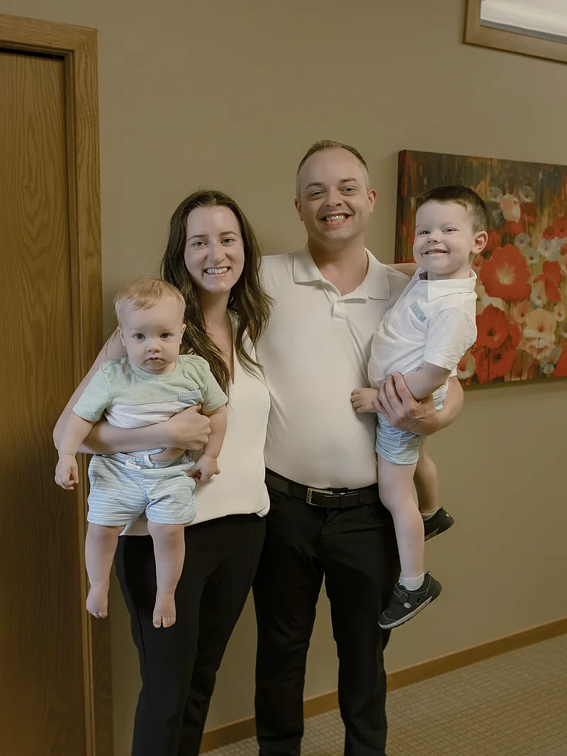 Dr. Moriah Severance with her family at the clinic